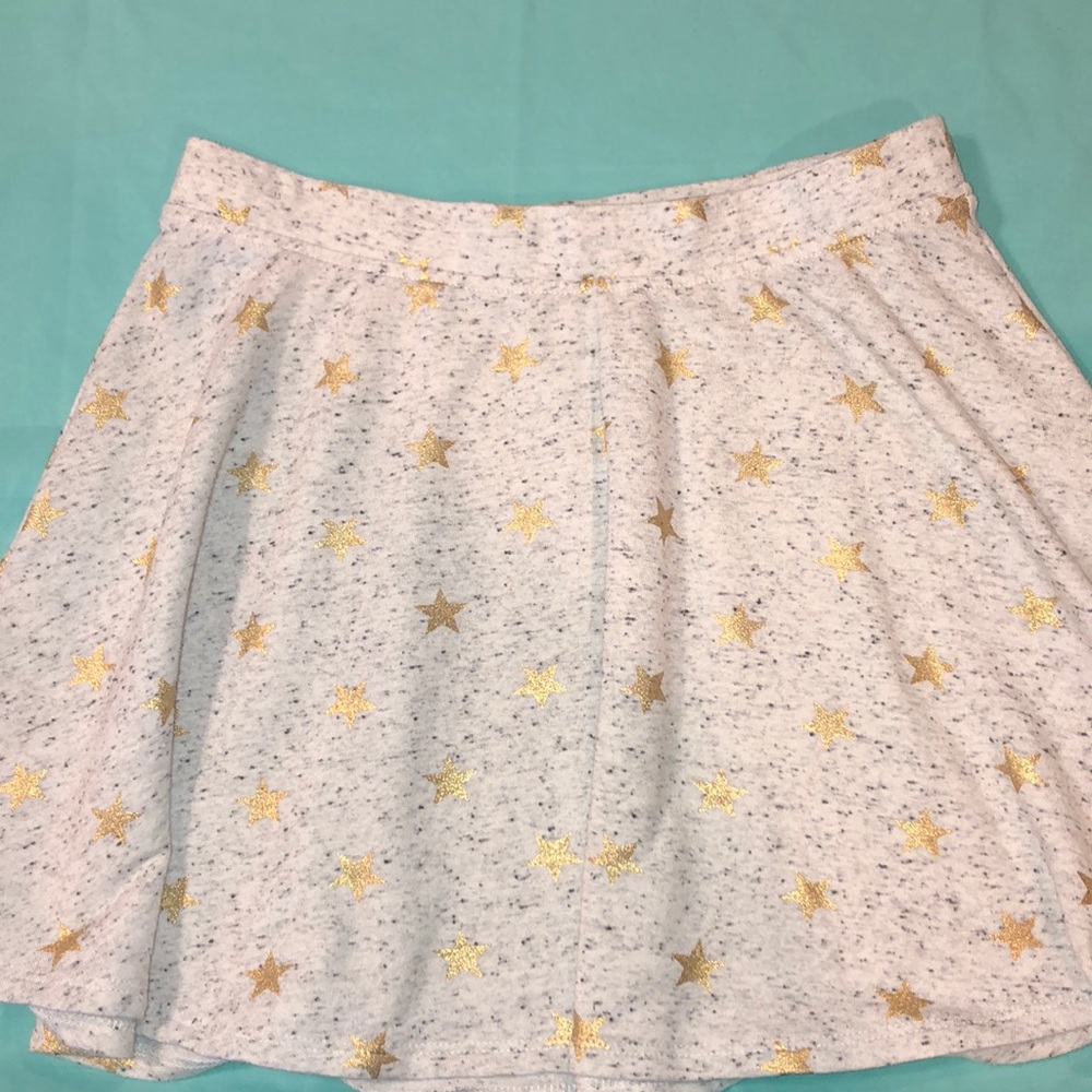 Grey Skirt w/ Golden Glitter Stars and Black Dots